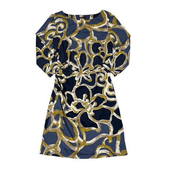 J. McLaughlin Dresses & Skirts - J. McLaughlin Printed Catalina Cloth 3/4 Sleeve Ruched Sage Dress